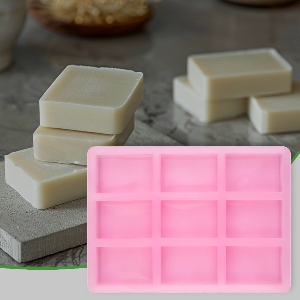 SILICOMOLDS - 95gms - Rectangle Shape - 9 Cavities Silicone Soap Mold-URP058SM